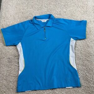 Callaway Golf Polo Shirt Women Large Blue 1/4 Zip Short Sleeve Excellent Stretch